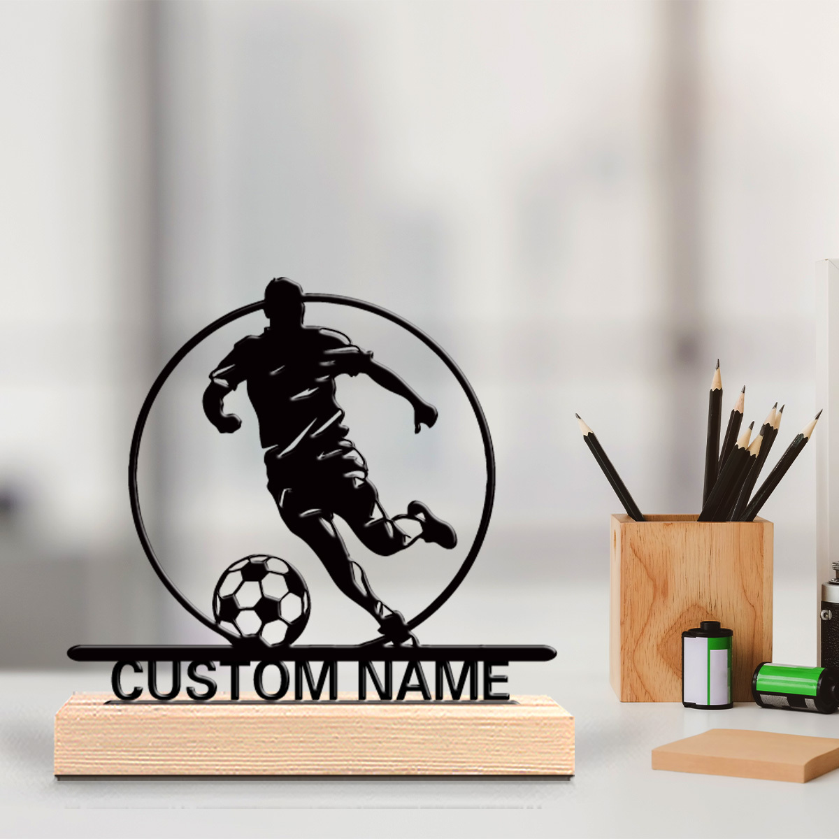 Home Decor Market - Custom Soccer Player Metal Statue with