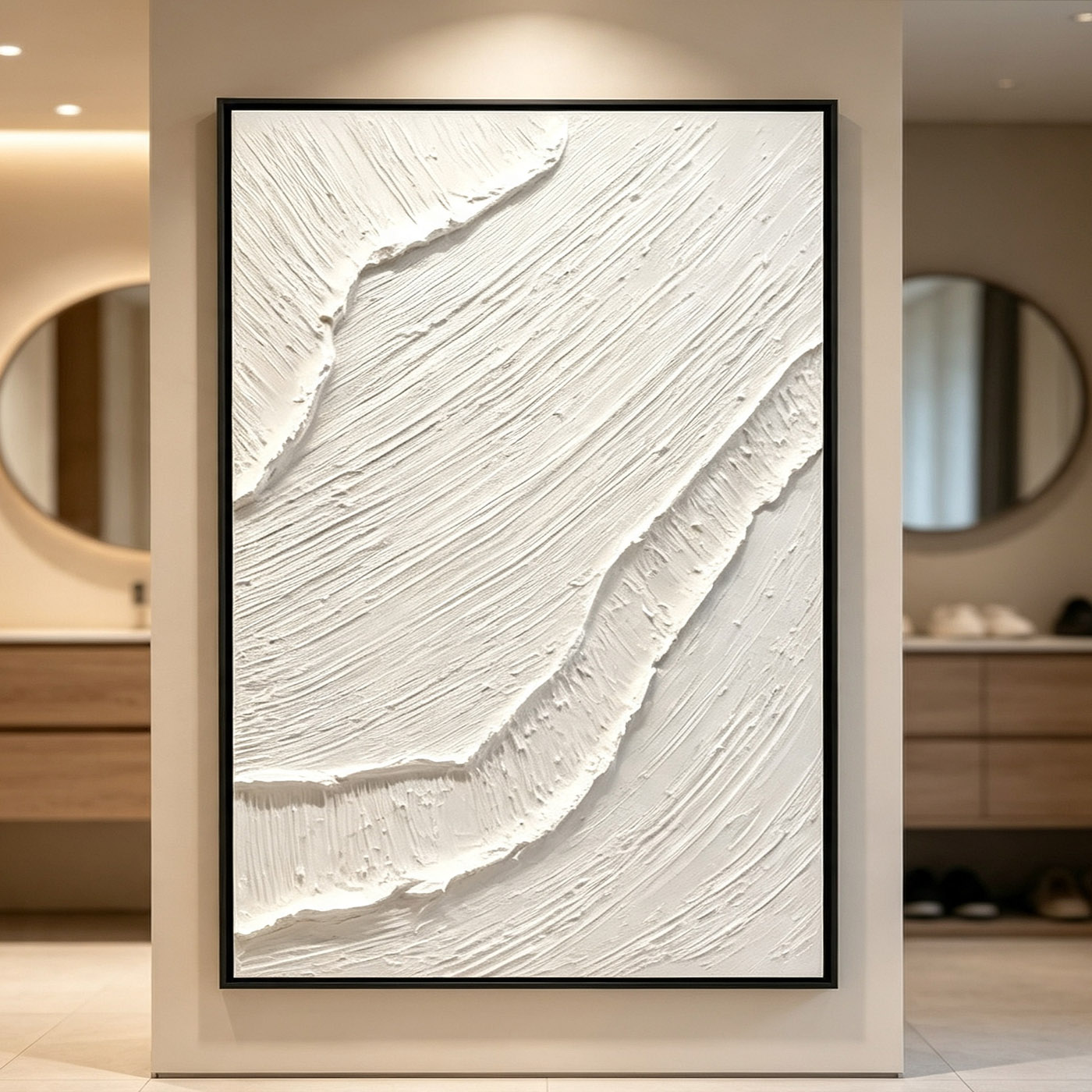 Hand-Painted White 3D Thick Te - Home Decor White ulasan dan harga