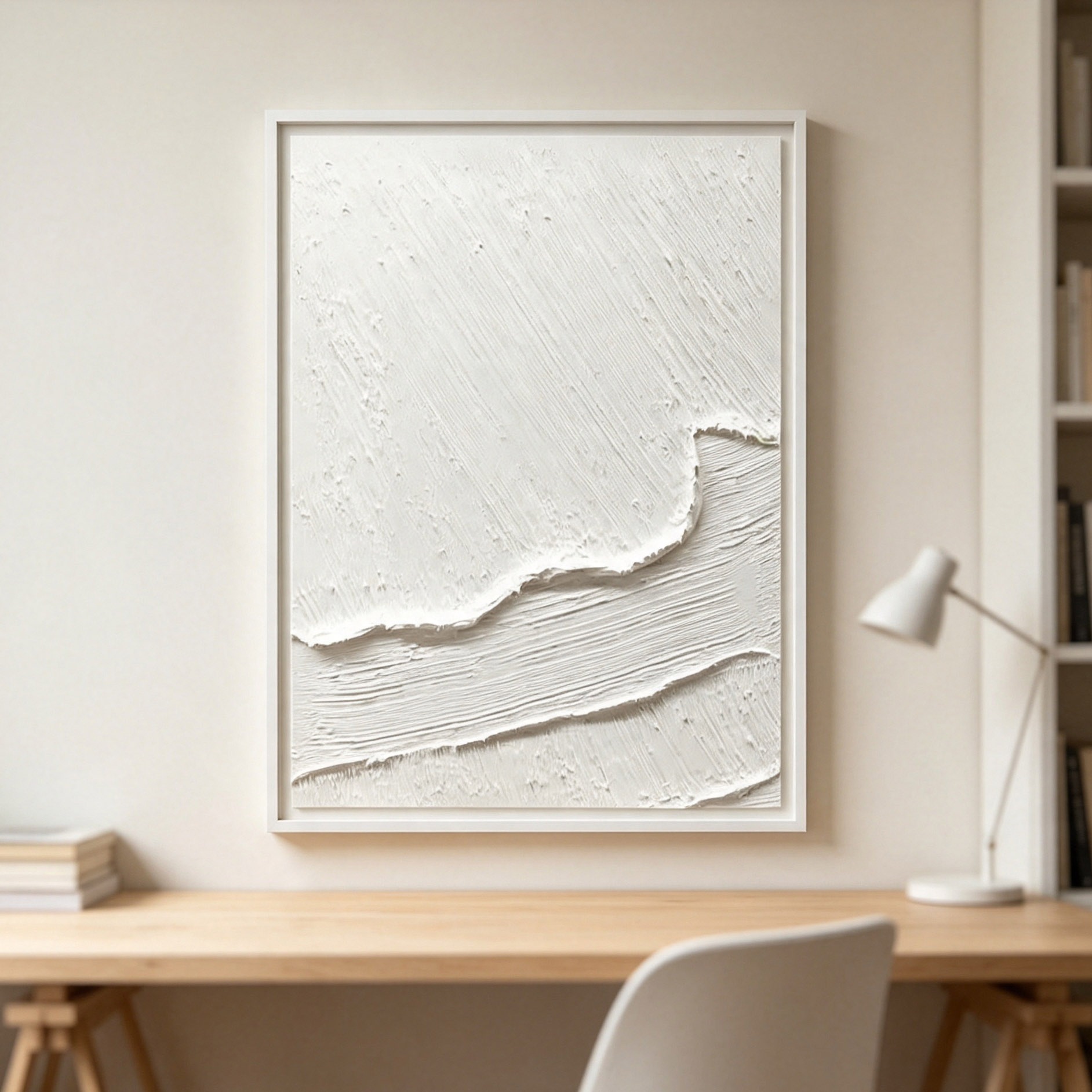 Hand-Painted White 3D Thick Te - Home Decor White ulasan dan harga