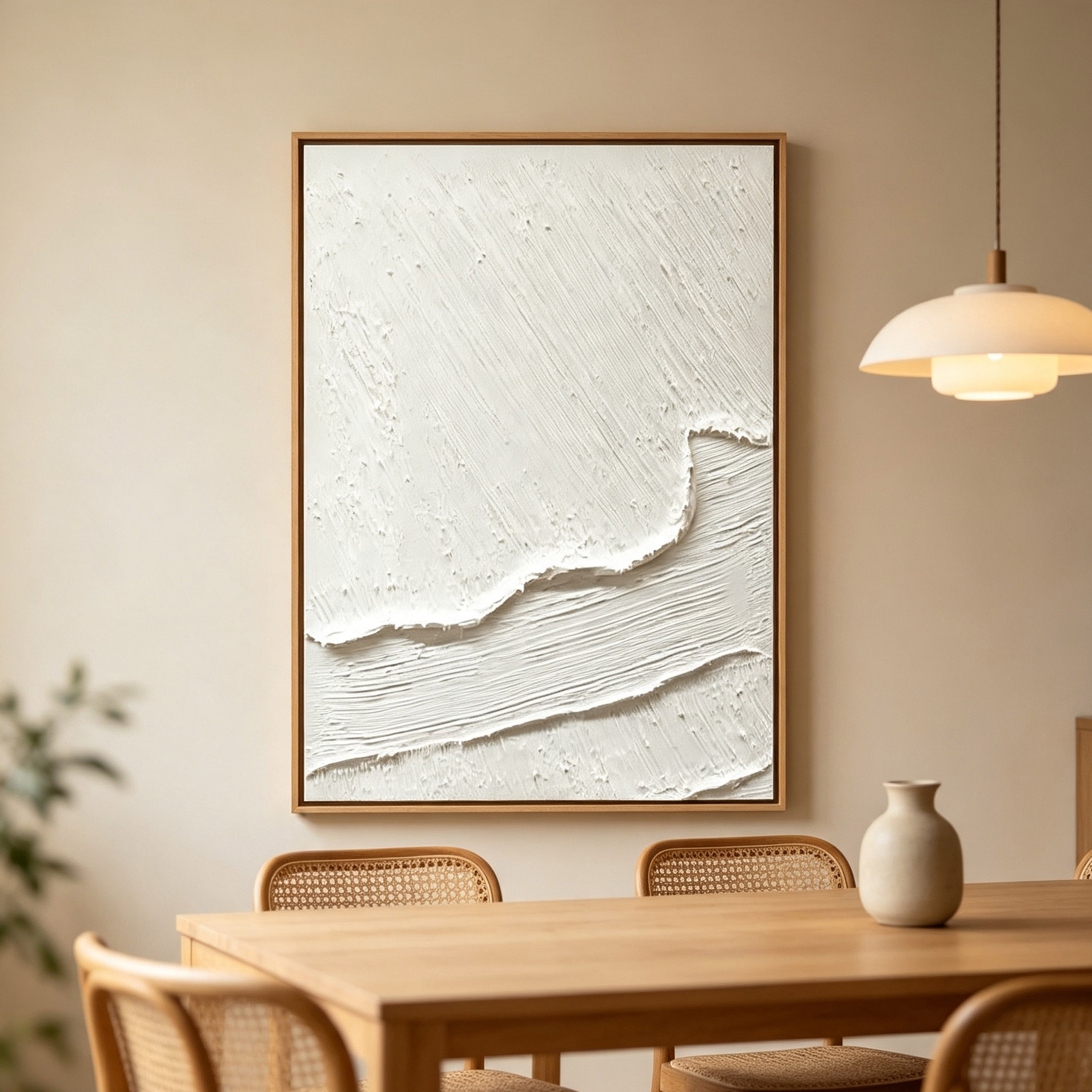 Hand-Painted White 3D Thick Te - Home Decor White ulasan dan harga