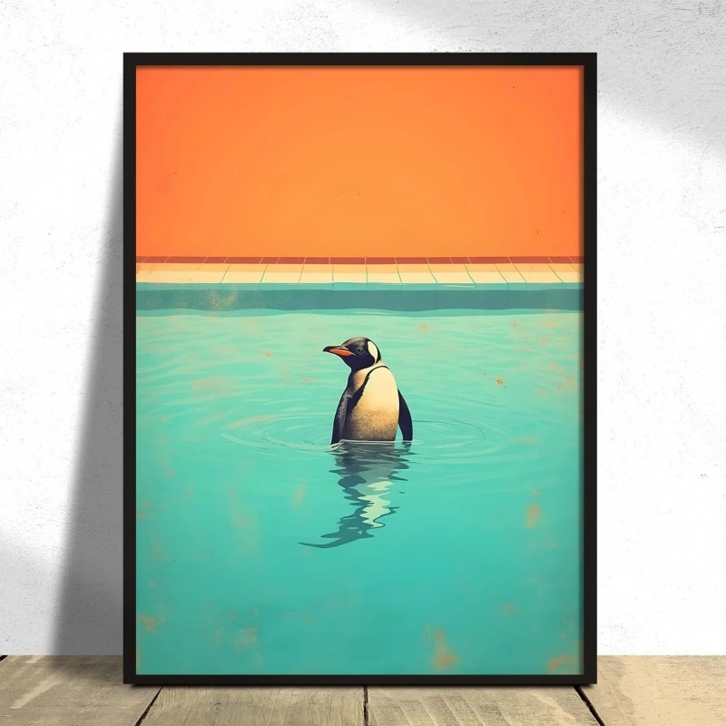 Penguin Pop Art Print Minimal  - Home Decor Design Ideas ulasan dan harga