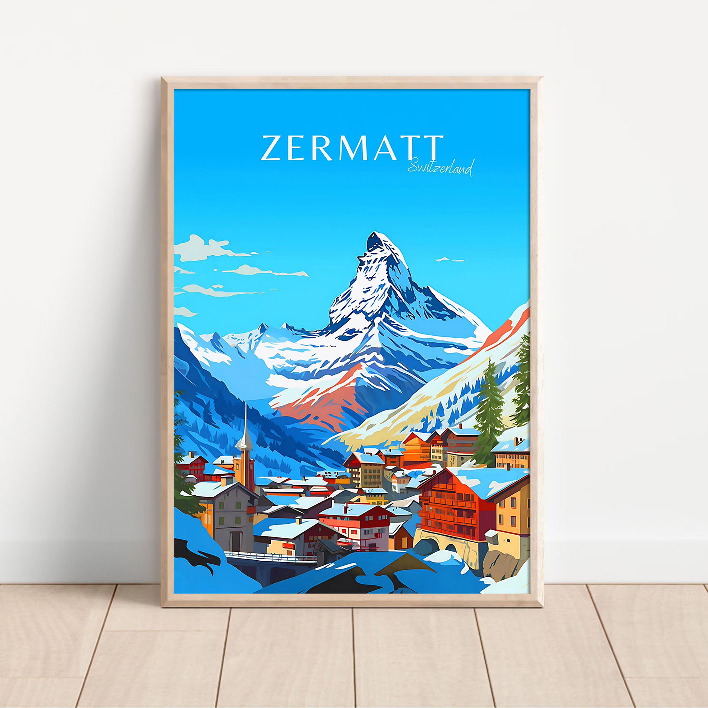 Swiss Alps Winter Landscape Ca - Home Decor Zurich ulasan dan harga