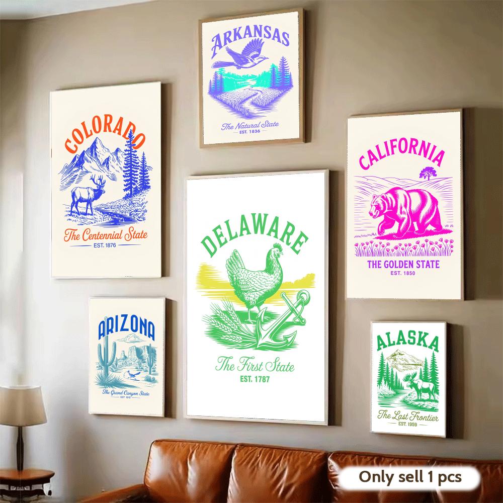Animal Us States Art Design Po - Home Decor Design Ideas ulasan dan harga