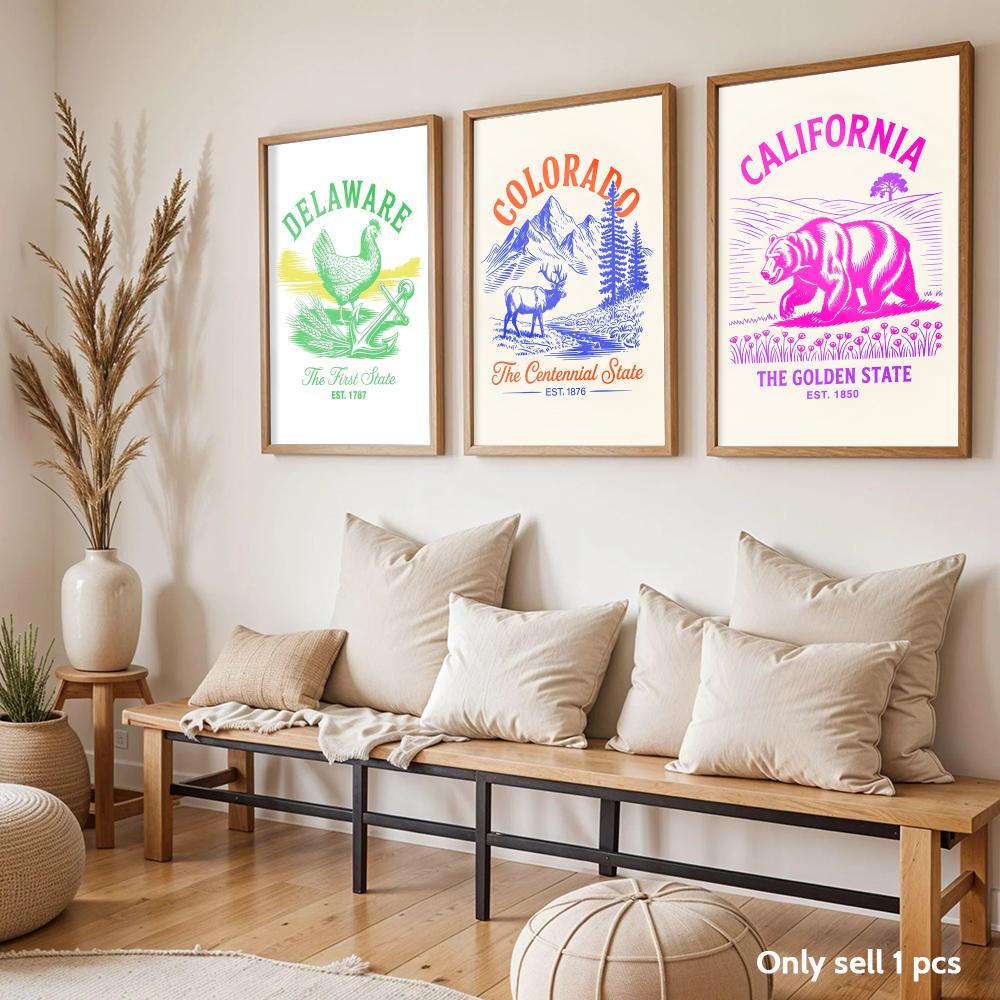 Animal Us States Art Design Po - Home Decor Design Ideas ulasan dan harga