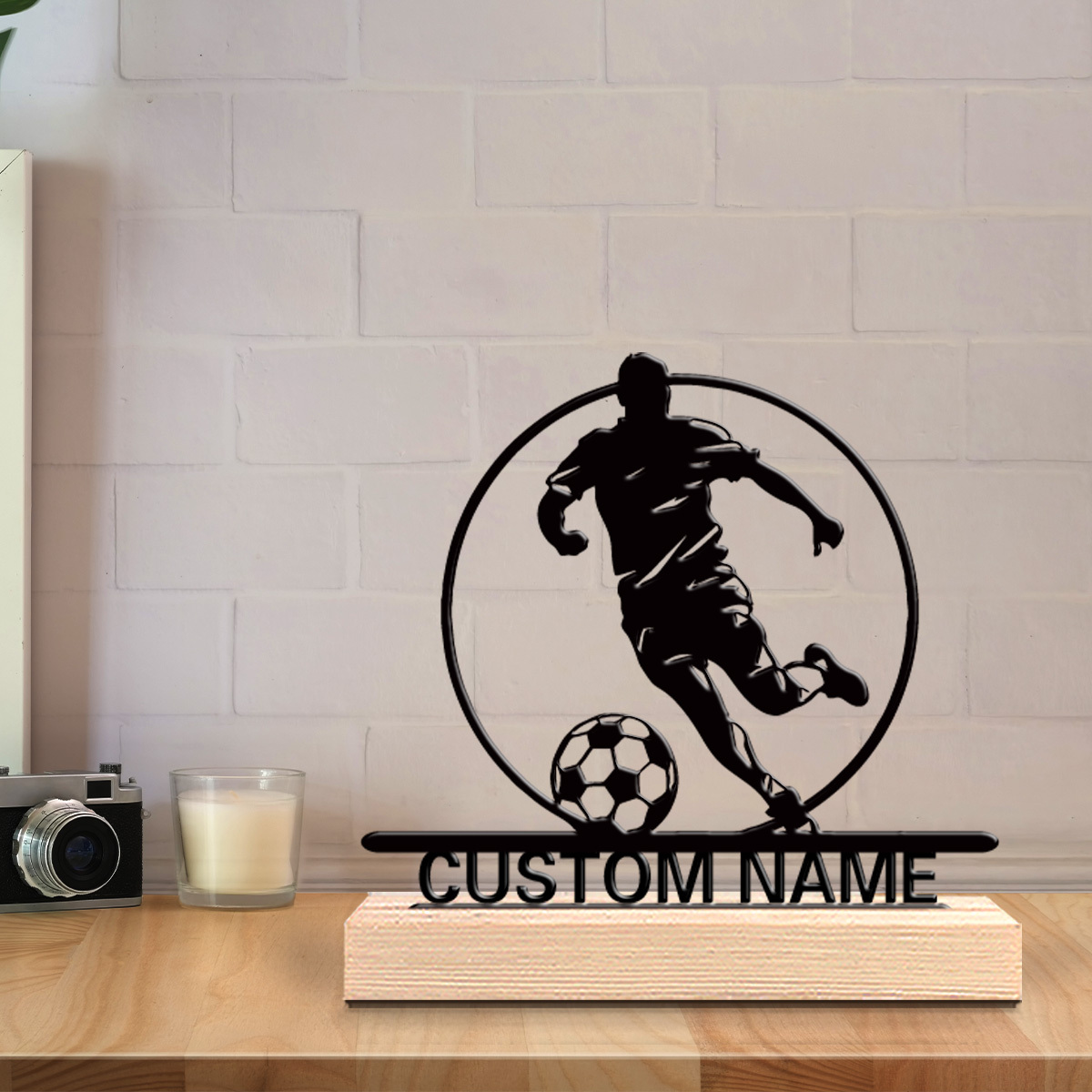 Custom Soccer Player Metal Sta - Home Decor Market ulasan dan harga