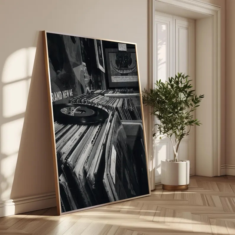 Modern Vinyl Record Store Blac - Home Decor White ulasan dan harga