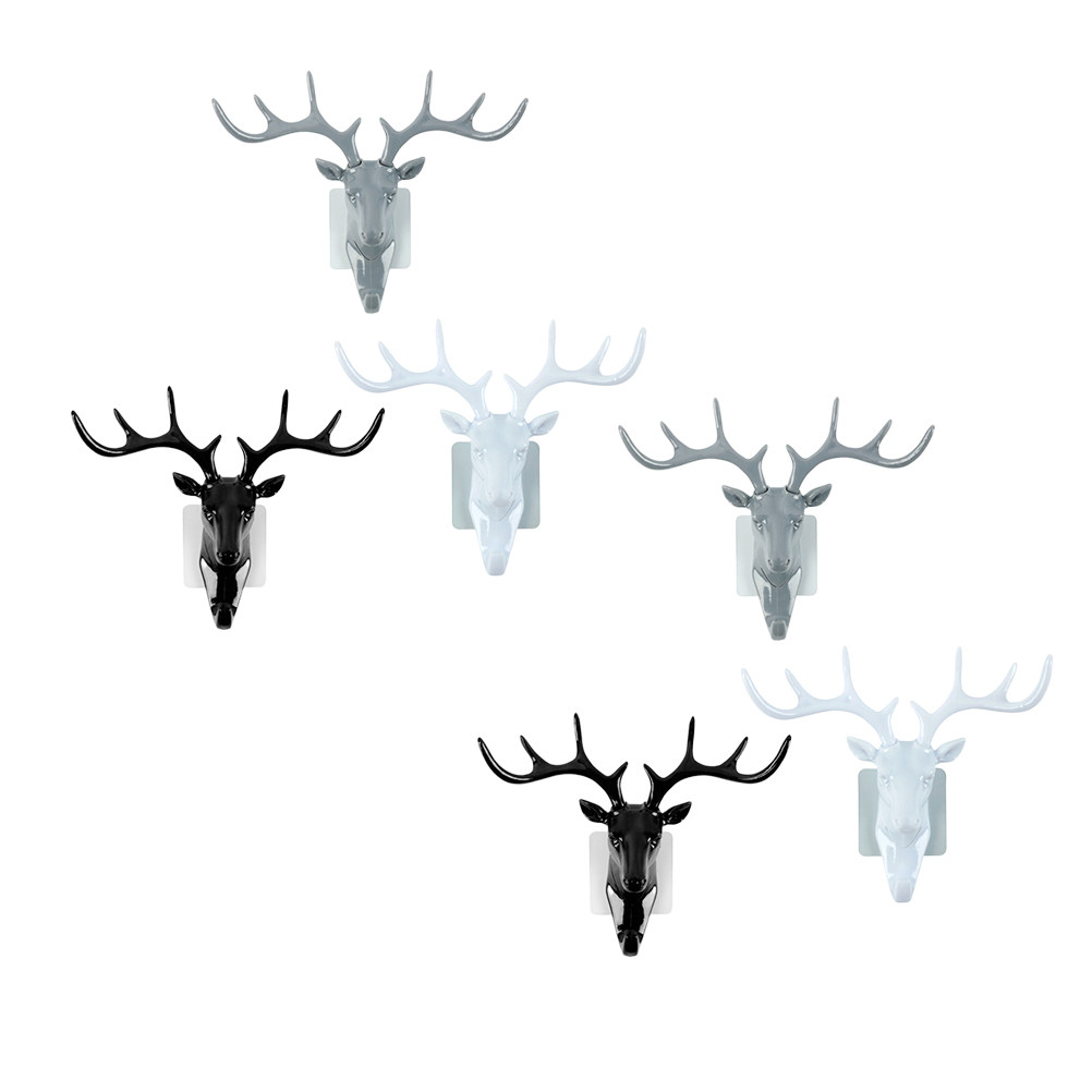 6Pcs Deer Head Wall Hook Antle - Home Decor White ulasan dan harga