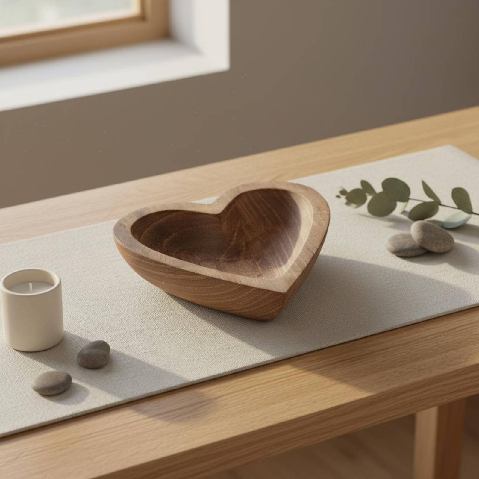 Heart Shaped Wooden Bowl Handm - Home Decor Handmade ulasan dan harga