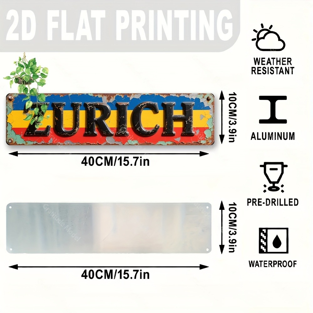 1pc 2D Flat Zurich Plaque 15.7 - Home Decor Zurich ulasan dan harga