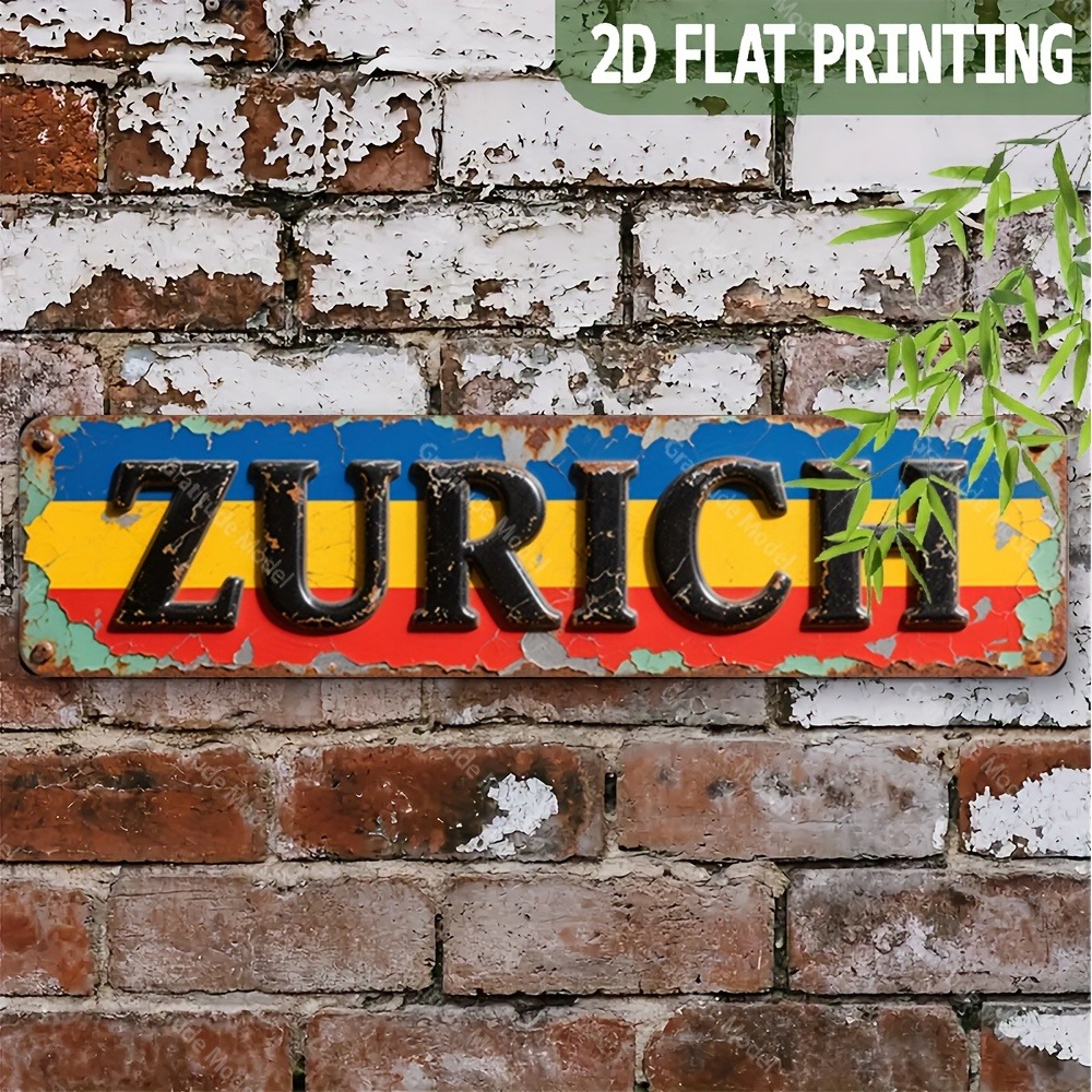Custom Zurich Sign 2D Flat 1pc - Home Decor Zurich ulasan dan harga
